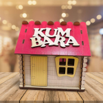 Ahşap Ev Kumbara – Kırmızı Çatılı Ahşap Tasarım Para Kumbarası